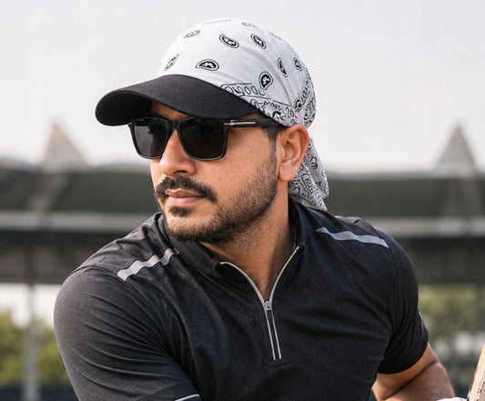 Danac Bandana Cap for Men - White & Black Combo | Cotton Streetwear
