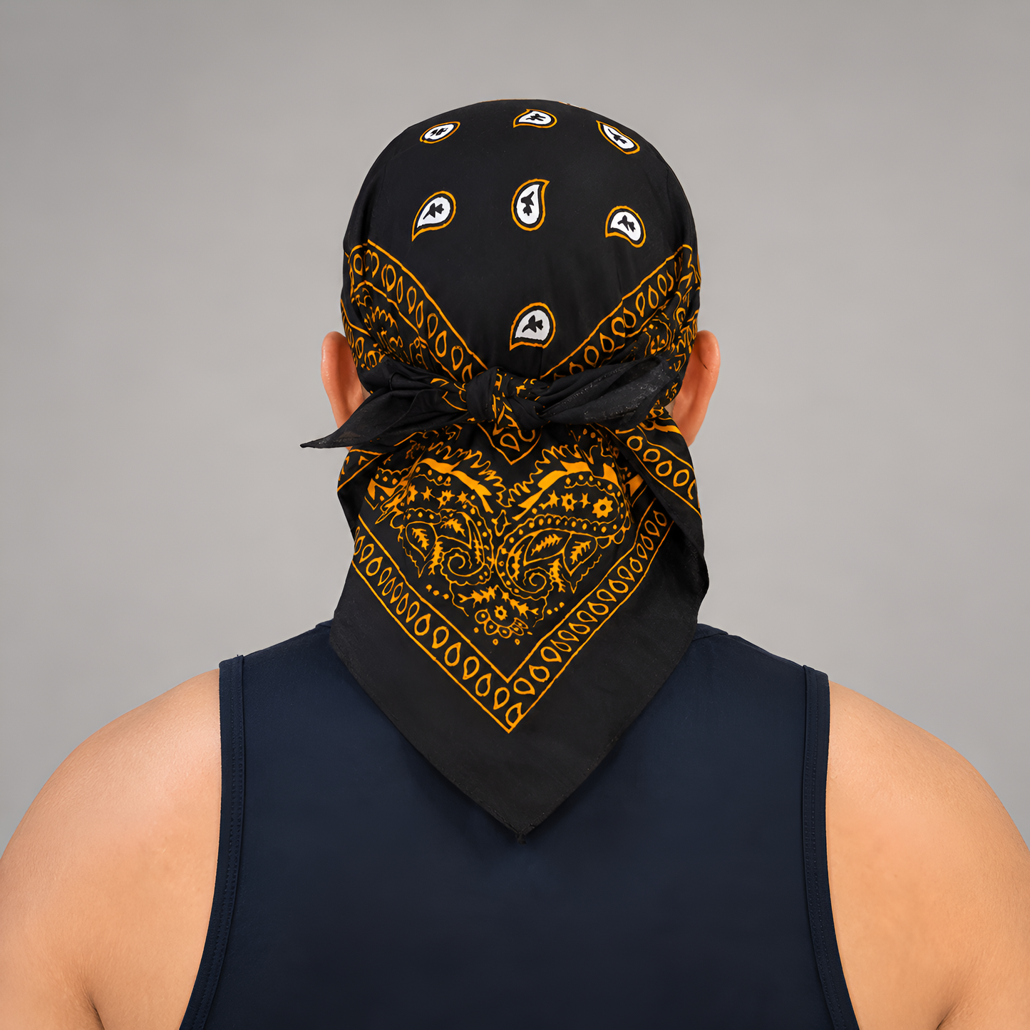 Danac Premium Cotton Bandana Cap for Men - Black Gold