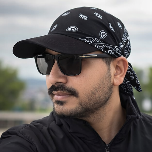 Danac Bandana Cap for Men - Grey & Black Combo | Cotton Headwear