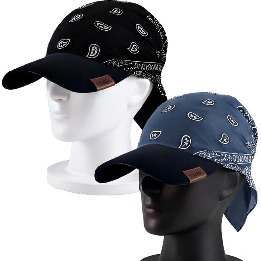 Danac Bandana Cap for Men - Bluish Grey & Black Combo | Cotton Streetwear