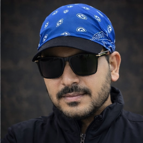 Danac Bandana Cap for Men - Blue & Grey Combo | Cotton Headwear