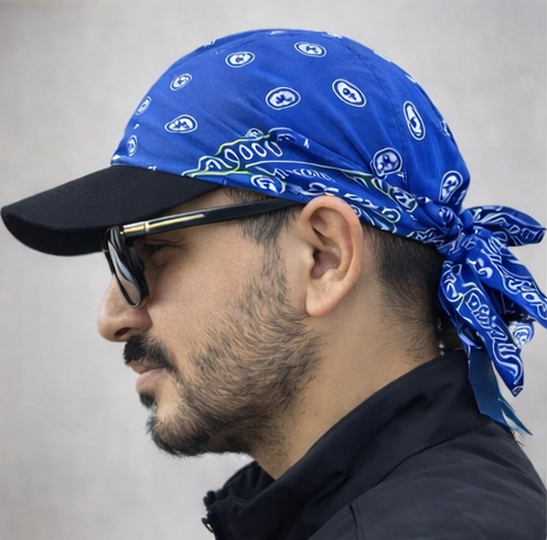 Danac Bandana Cap for Men - Blue & Grey Combo | Cotton Headwear