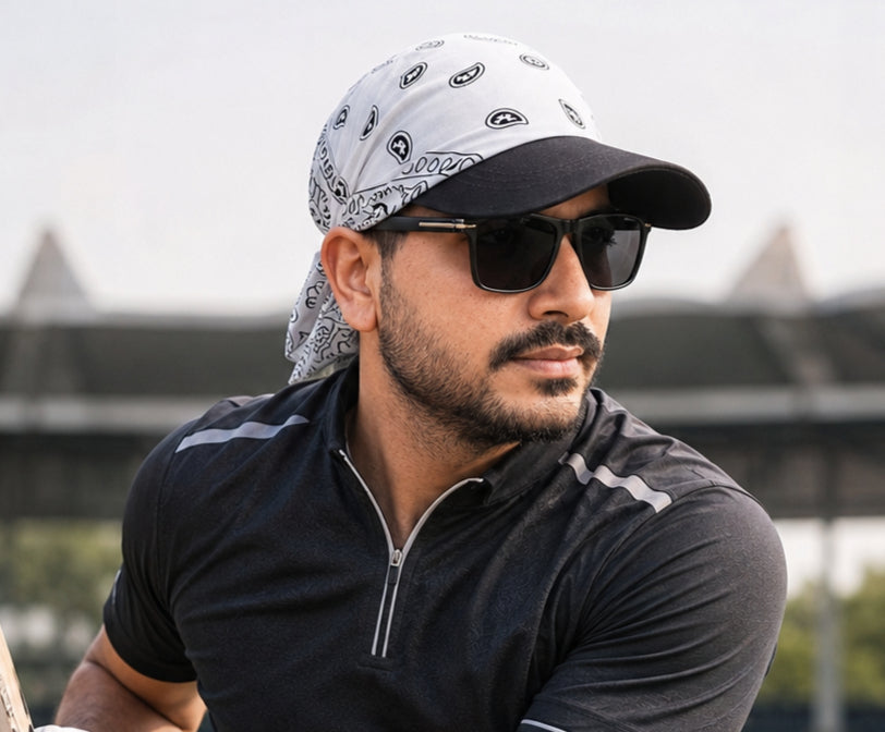 Danac Bandana Cap for Men - White & Black Combo | Cotton Streetwear