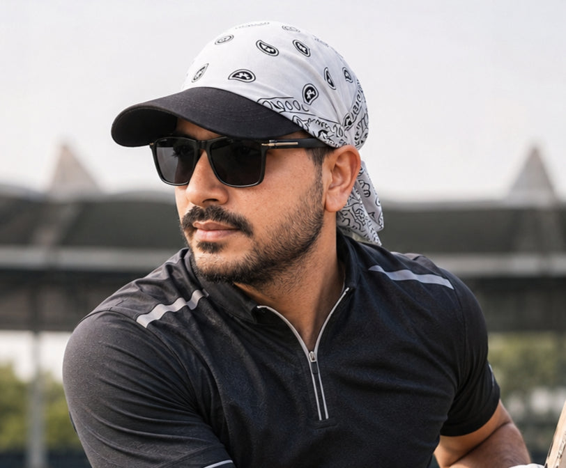 Danac Bandana Cap for Men - White & Black Combo | Cotton Streetwear