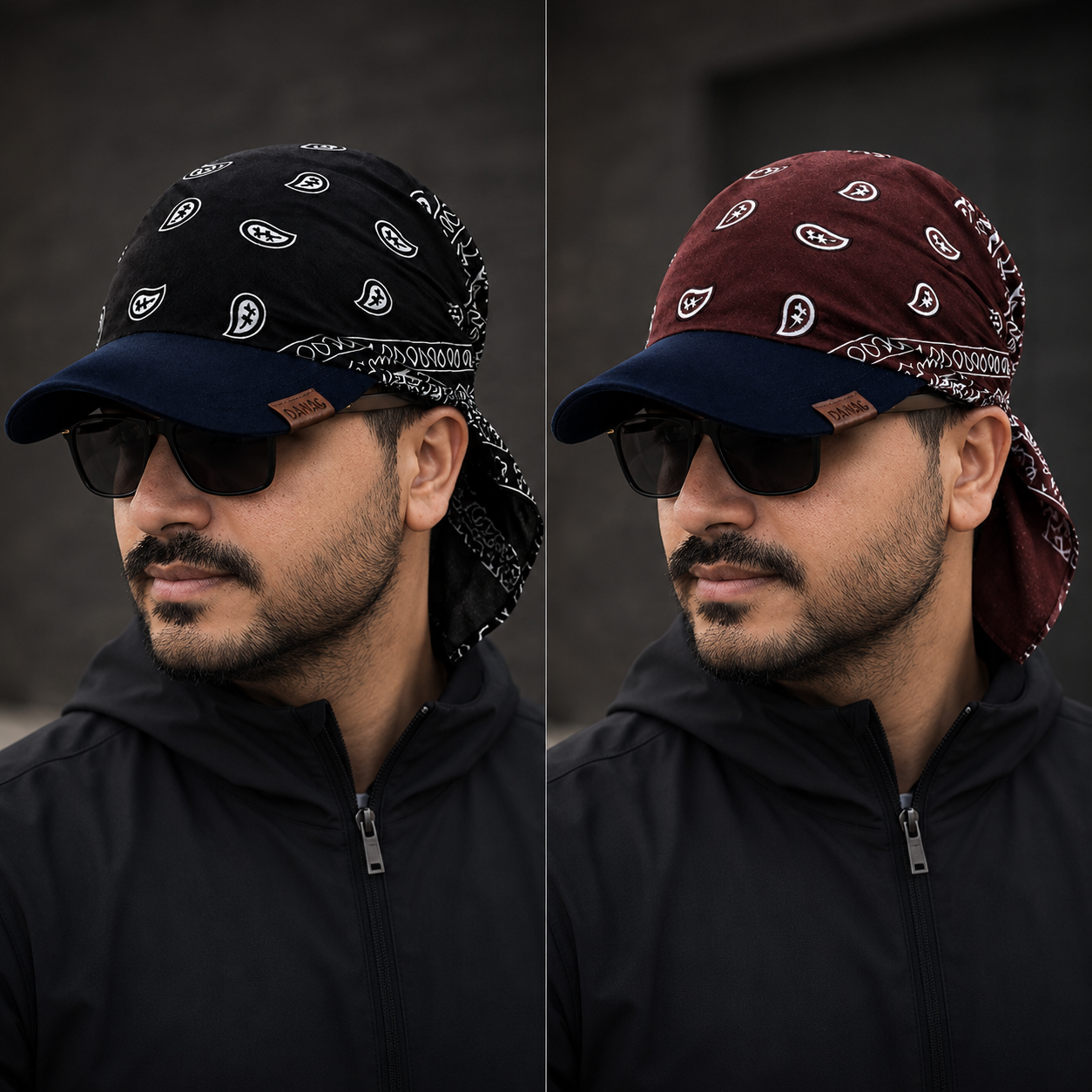 Danac Bandana Cap for Men - Brown & Black Combo | Cotton Streetwear