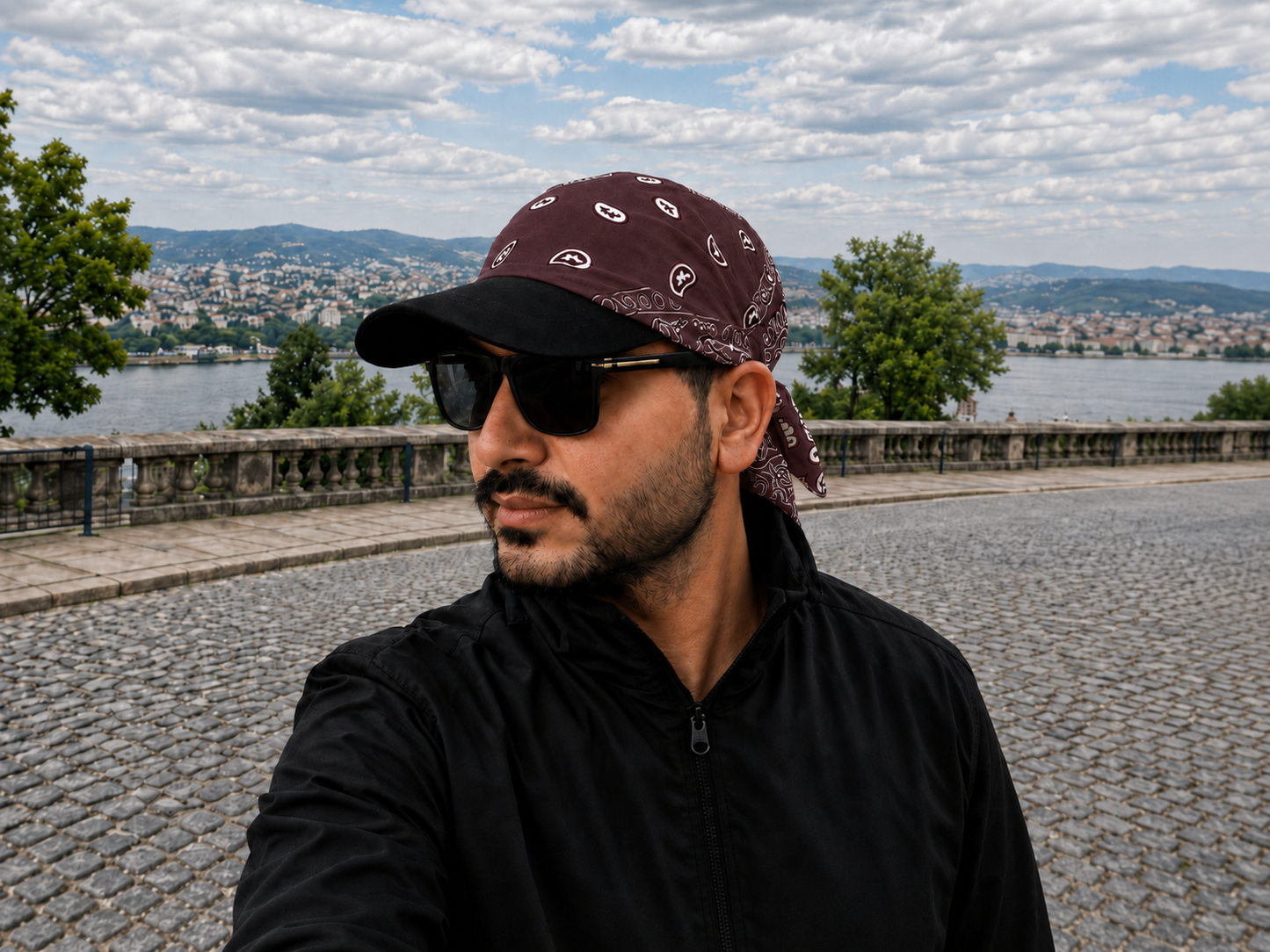 Danac Bandana Cap for Men - Brown & Black Combo | Cotton Streetwear