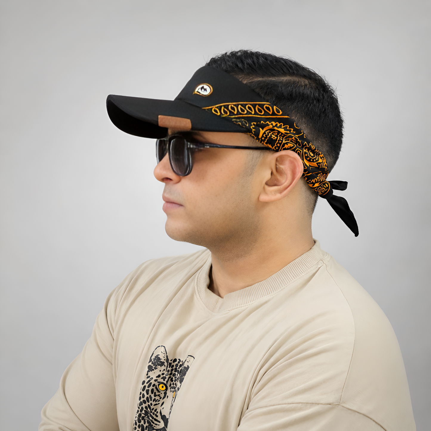 Danac Premium Cotton Bandana Cap for Men - Black Gold