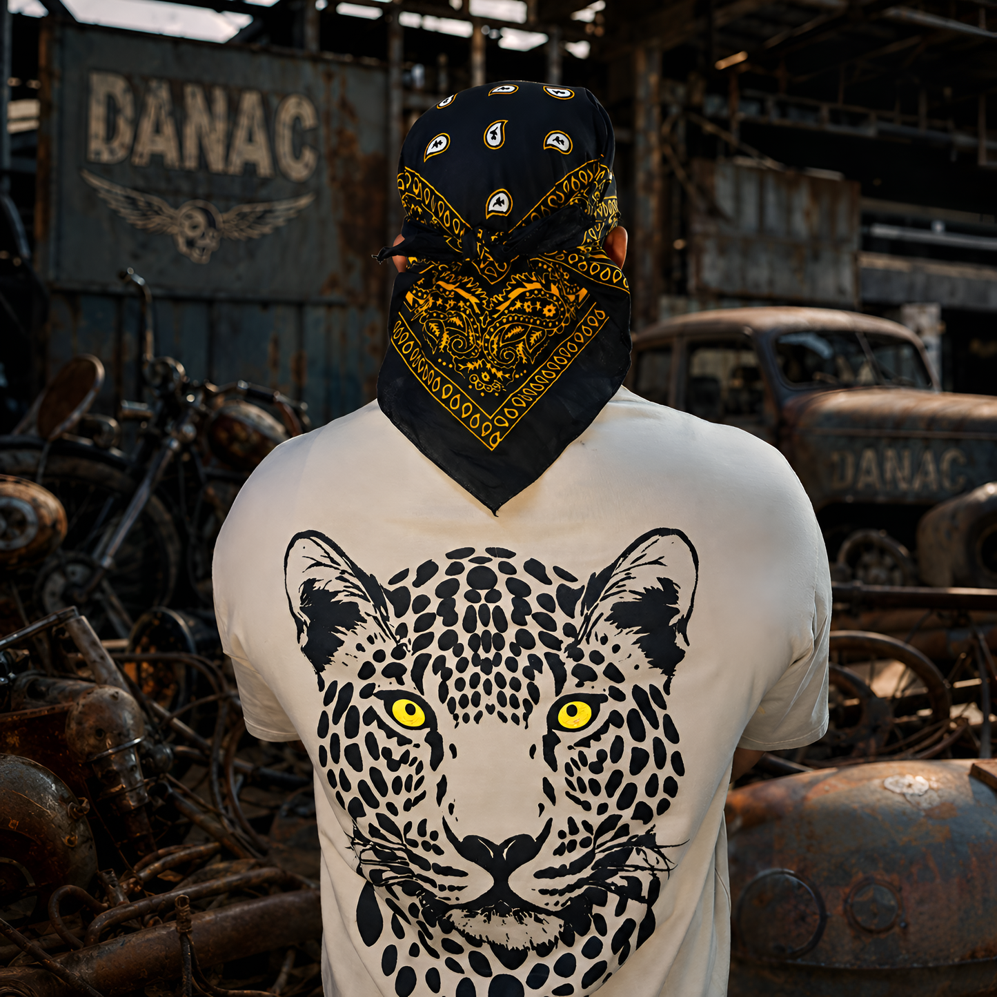 Danac Premium Cotton Bandana Cap for Men - Black Gold