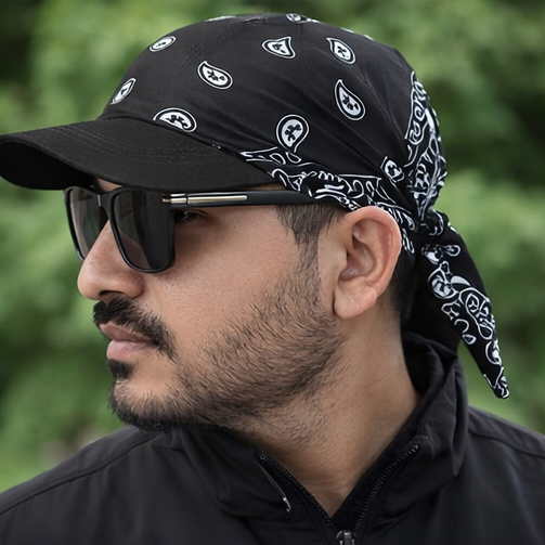 Danac Bandana Cap for Men | Premium Cotton Cap - Black