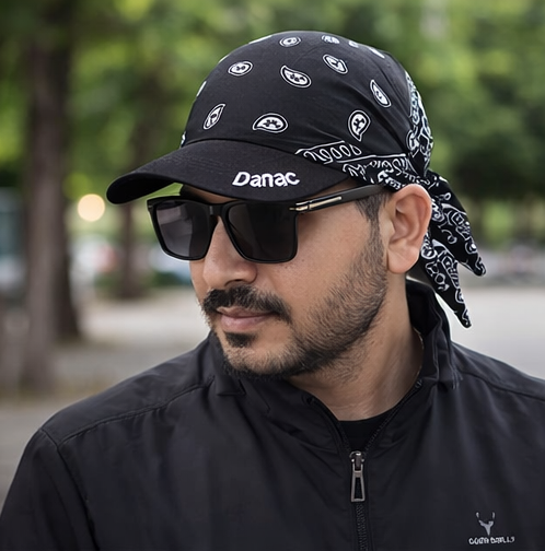 Danac Bandana Cap for Men | Premium Cotton Cap - Black