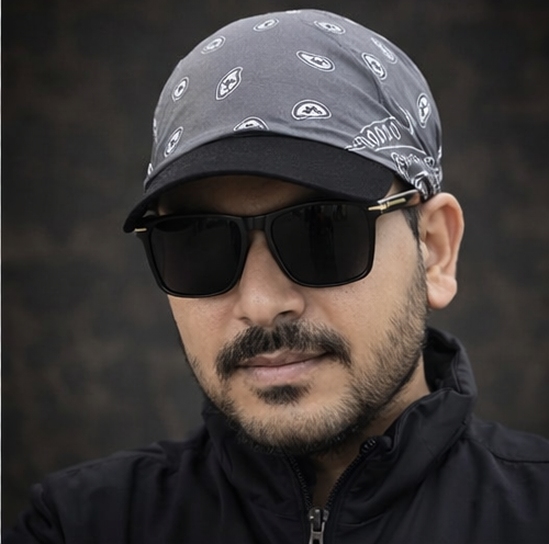 Danac Bandana Cap for Men - Blue & Grey Combo | Cotton Headwear