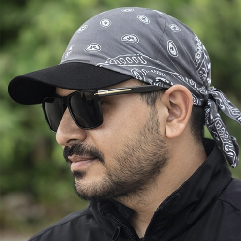 Danac Bandana Cap for Men - Blue & Grey Combo | Cotton Headwear