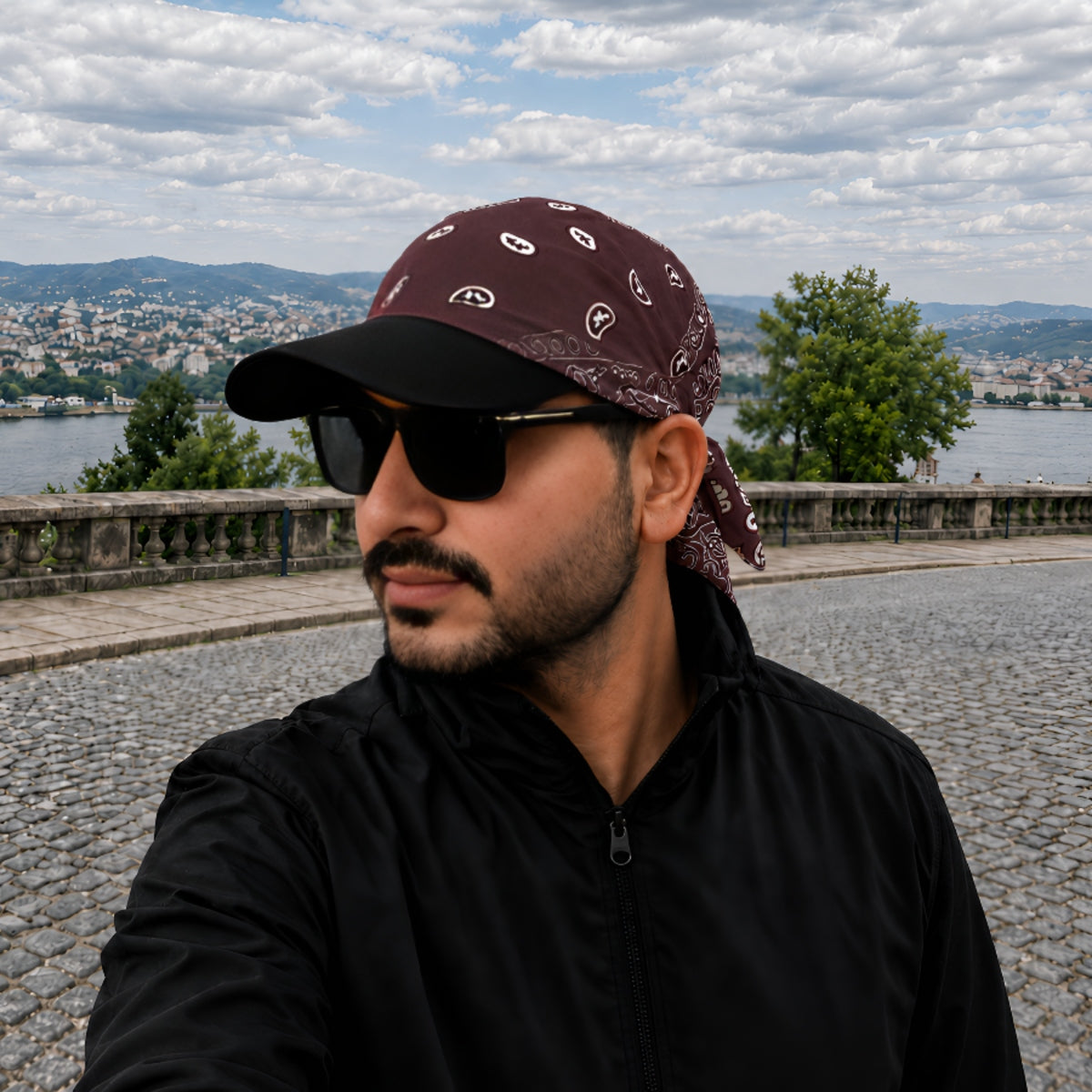 Danac Premium Cotton Bandana Cap for Men - chocolate brown
