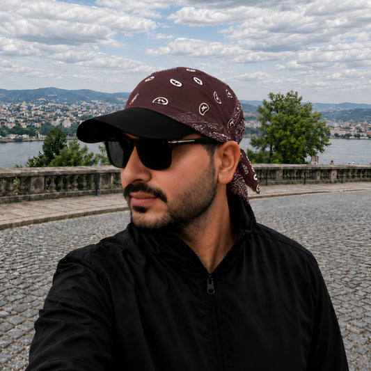 Danac Premium Cotton Bandana Cap for Men - chocolate brown